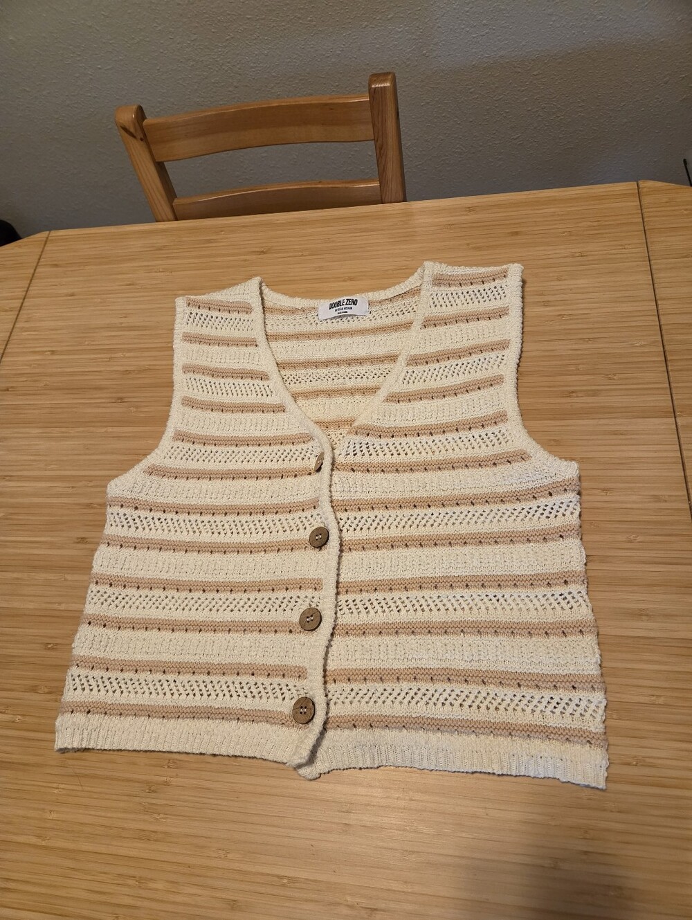 Double Zero Cream/tan Striped Sweater Vest